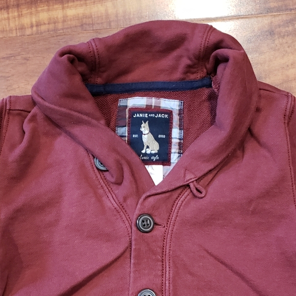 Janie and Jack EUC 18-24 months maroon knit shawl collar cardigan - Picture 2 of 7